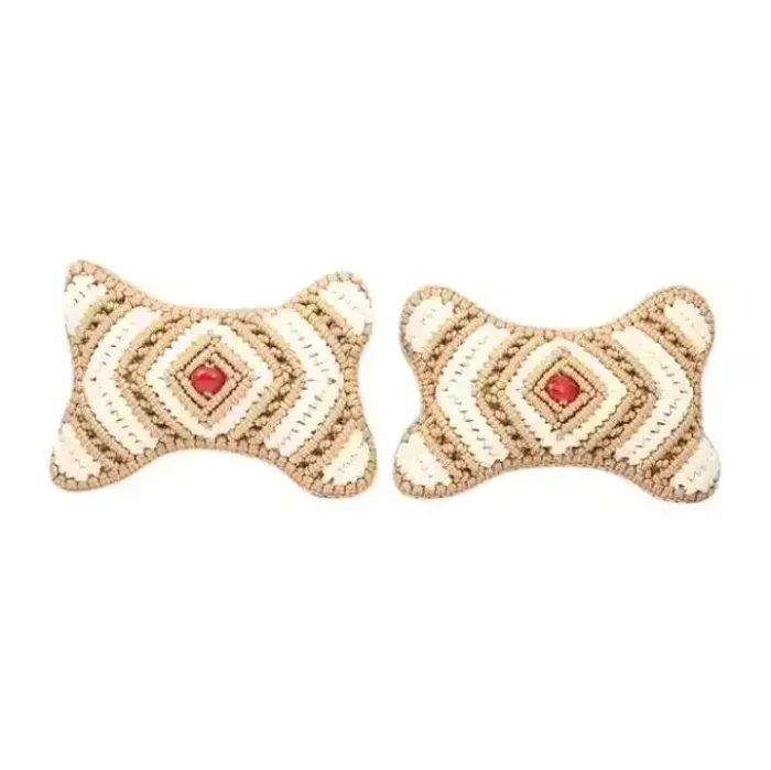 Car Neck Pillow Light Golden and off White 2 pcs - Image 2