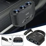 12V USB Cigarette Lighter Car Charger Splitter, 120W Multi Power Socket with 3 USB Ports