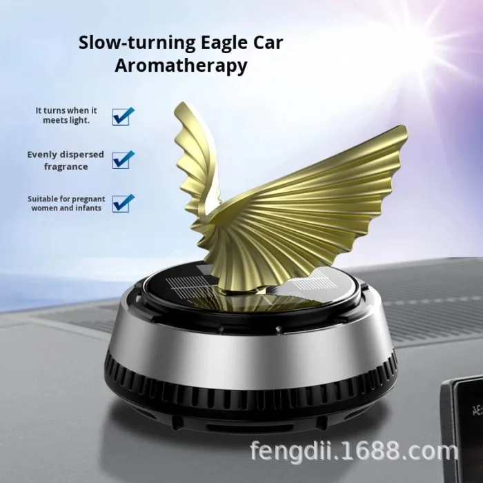 Rotable Eagle Wings Car Dashboard Showpiece with Perfume | Powered by In-Built Solar System - Image 3