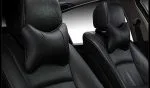 Pvc Leather Car Neck Pillow, Headrest Pillow 2 Pcs – Black - Image 2
