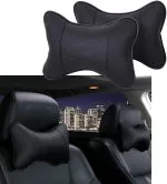 Pvc Leather Car Neck Pillow, Headrest Pillow 2 Pcs – Black