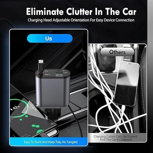 Car Super Fast Charger 120W 4 IN 1 Retractable - Image 3