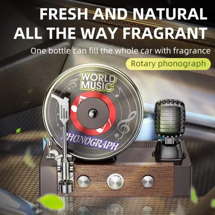 Record Player Style Car Perfume & Showpiece Unique Dashboard Decor - Image 2