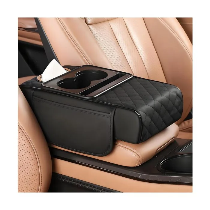 Car Center Console Armrest Cushion with Tissue Box, Cup Holder - Image 6