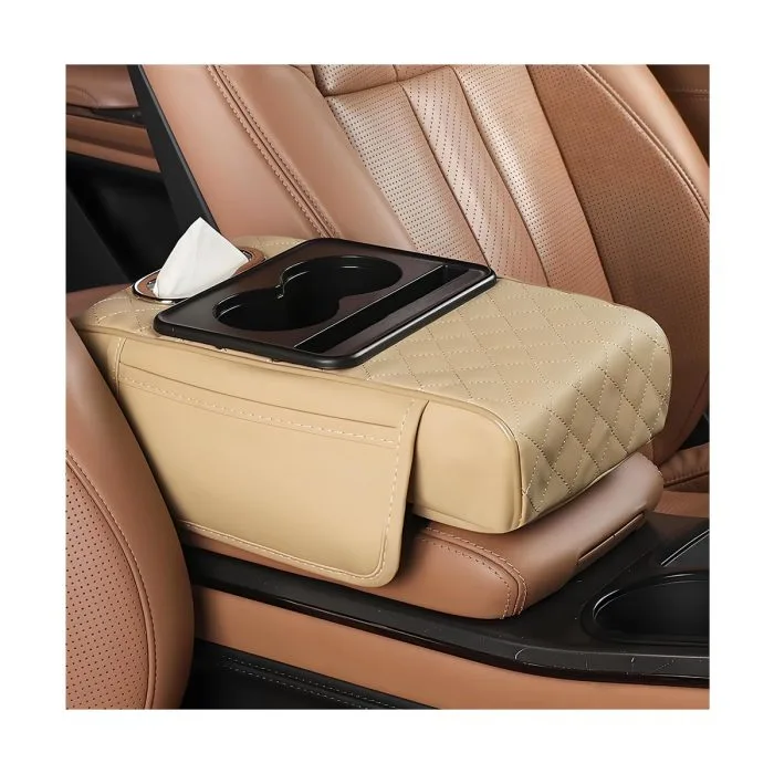 Car Center Console Armrest Cushion with Tissue Box, Cup Holder - Image 7