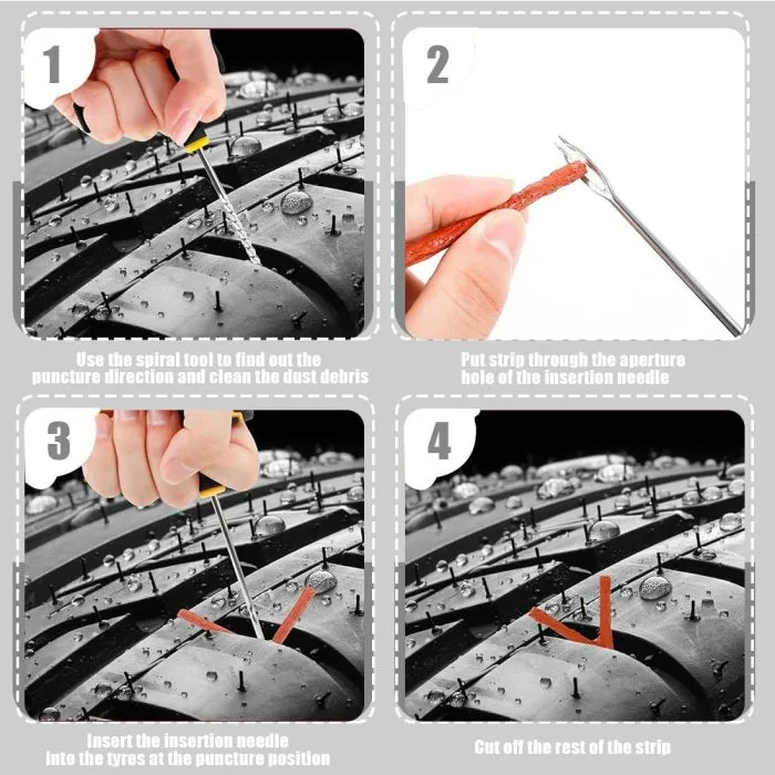 Car Tire Repair Tool Tire Repair Kit Studding Tool Set Auto Bike Tire Repair Puncture Plug Garage Car Accessories - Image 4