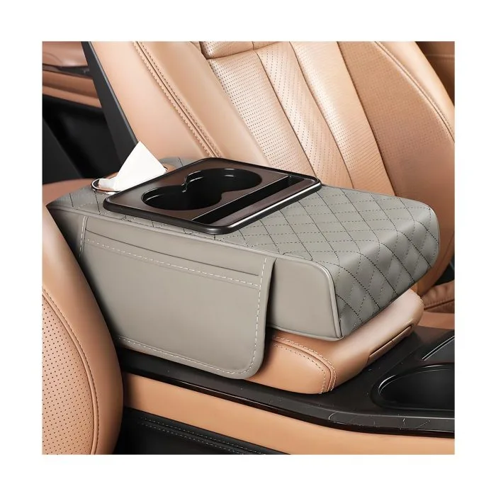 Car Center Console Armrest Cushion with Tissue Box, Cup Holder - Image 4