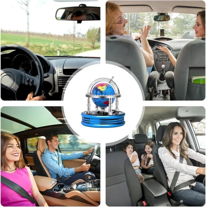 Globe Shape Solar Car Perfume & Decorative Showpiece – Elegant Rotating Air Freshener - Image 3