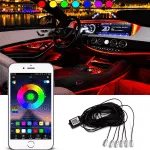 6M RGB LED 5 in 1 with 236 inches Fiber Optic Ambient Lighting Kits APP CONTROL