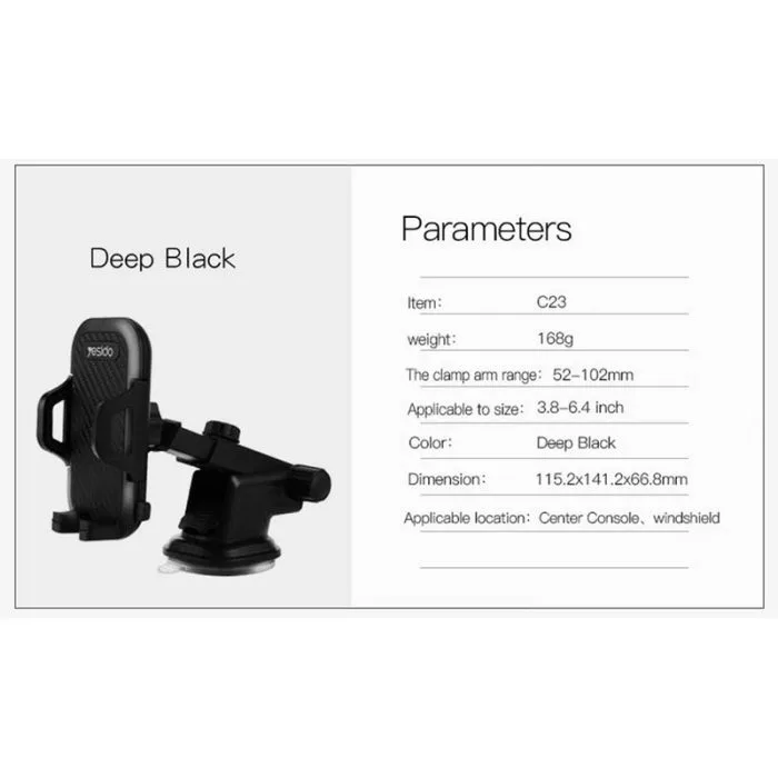 Yesido Car Phone Holder | Stand Dashboard Windshield Sucker Mobile Phone Holder Mobile Support - Image 4