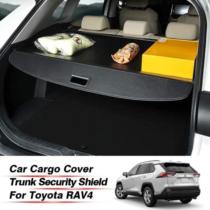 Car Trunk Cargo Cover for Car Retractable Rear Trunk Security Cover Shielding Shade Black - Image 4