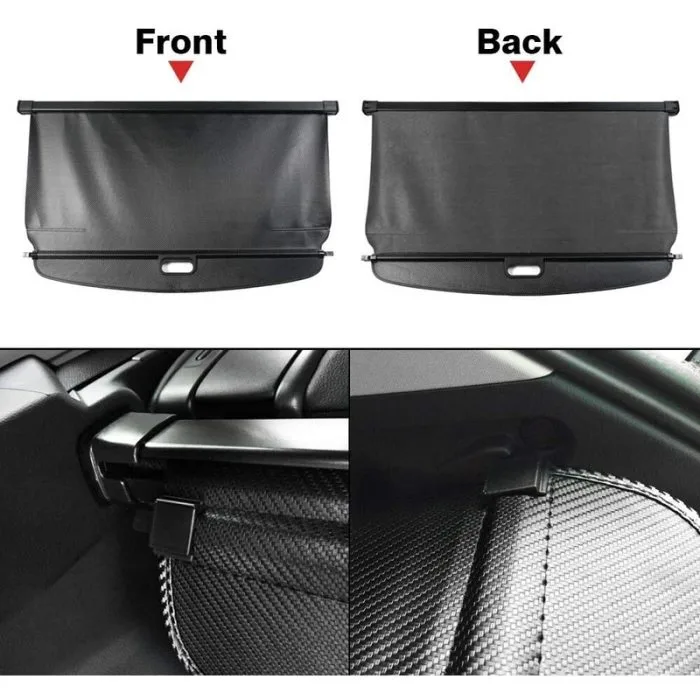 Car Trunk Cargo Cover for Car Retractable Rear Trunk Security Cover Shielding Shade Black - Image 5