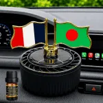 Dual Flag Solar System Car Dashboard Showpiece with Perfume - Image 2
