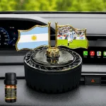 Dual Flag Solar System Car Dashboard Showpiece with Perfume