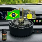 Dual Flag Solar System Car Dashboard Showpiece with Perfume - Image 5