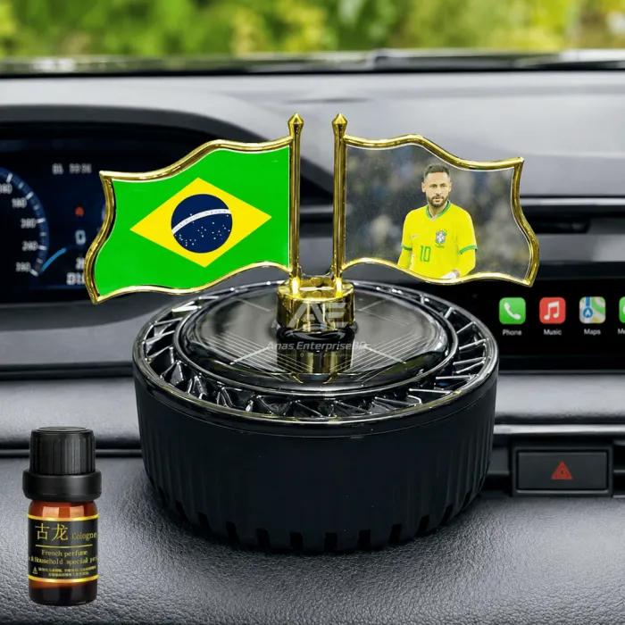 Dual Flag Solar System Car Dashboard Showpiece with Perfume - Image 5