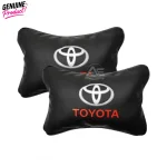 Car Pillow Leather Cotton Breathable Headrest Neck Rest Mat For Toyota Logo 2pcs - Image 2