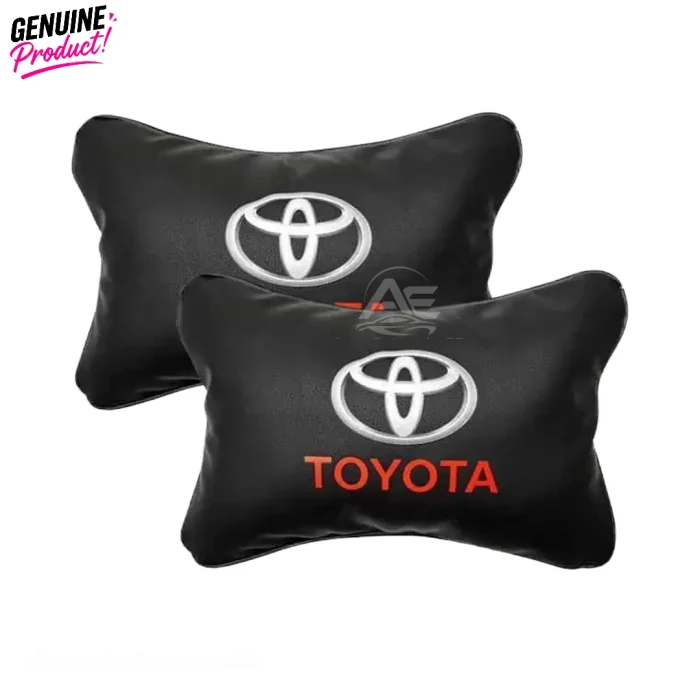 Car Pillow Leather Cotton Breathable Headrest Neck Rest Mat For Toyota Logo 2pcs - Image 2