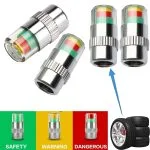4PCS Car Tire Pressure Monitor Valve Stem Caps with 3 Colors Sensor Indicator