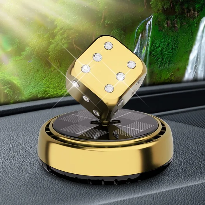 Solar Rotating Dice Car Perfume & Showpiece – Stylish Dashboard Fragrance - Image 3