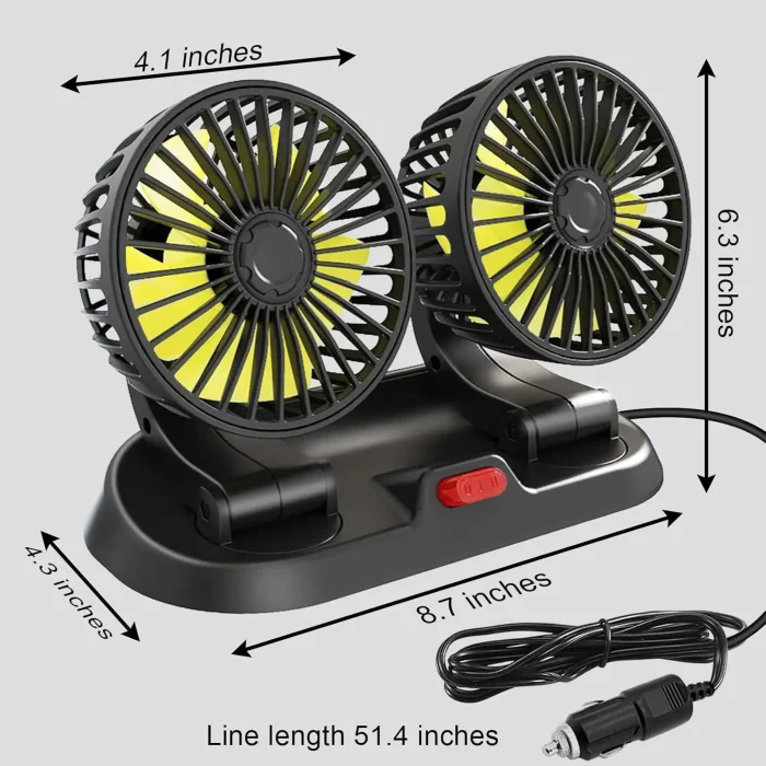 Car Fan, 12V 360 Degree Adjustable Small Size 2 Speed Cooling all Vehicle Fan - Image 3