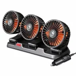 Three Head Vehicle Fan with Dual Speed Control Adjustable Dashboard Fan