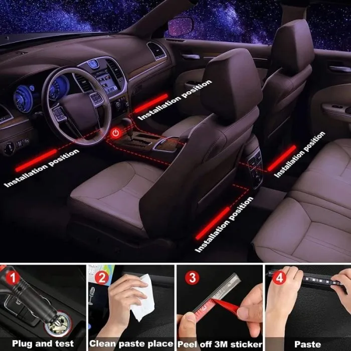 Car Interior Lighting 48 Pieces LED 5050 Atmosphere Light Waterproof RGB Ambient Remote system Lighting - Image 6