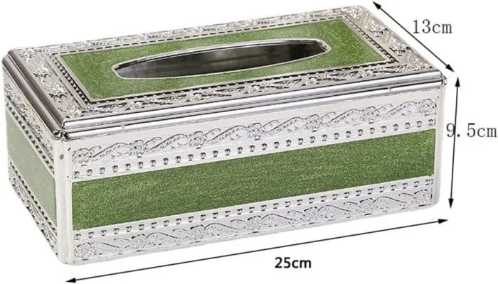 Tissues Box Inlaid Gold Jade Tissue Box Napkin Dispenser Luxury Look - Image 2