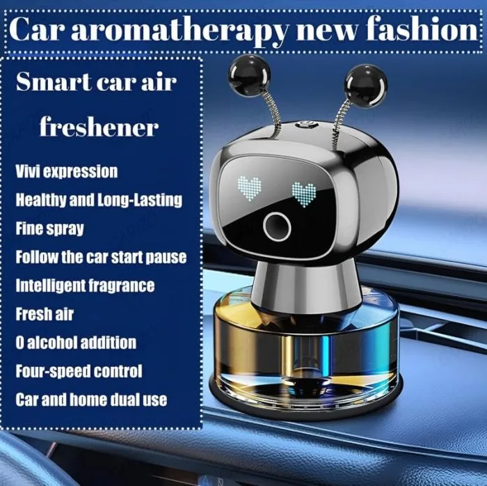 AI Car Air Freshener Silver Automatic Aroma Diffuser with Vibration Sensor and Heat Resistant Long Lasting Fragrance - Image 3