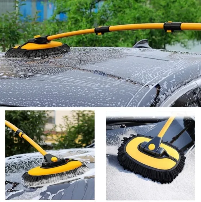 Premium Car Wash & Cleaning Brush | Adjustable Telescopic Handle with Soft Microfiber Mop Head - Image 5