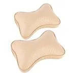 Car Headrest Pillow Beige 2PCS - Image 2