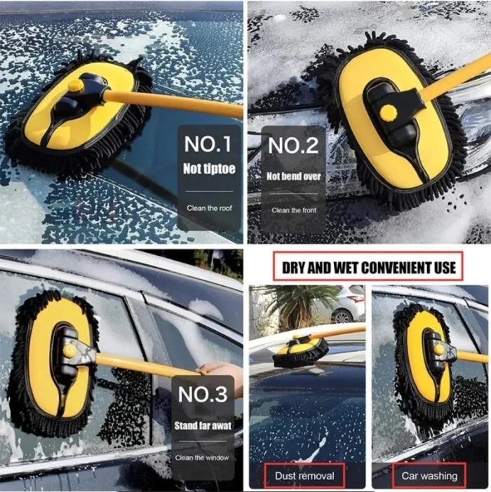 Premium Car Wash & Cleaning Brush | Adjustable Telescopic Handle with Soft Microfiber Mop Head - Image 3