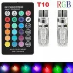 2 Pcs LED RGB T10 6SMD Remote Control Color LED Bulb Parking Light