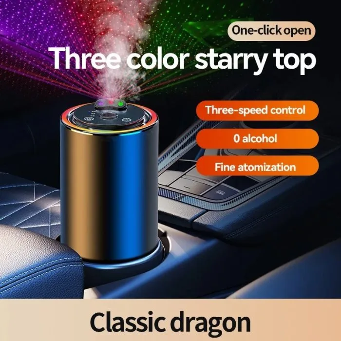 Car air freshener RGB Starry Sky Top 3-color starry sky car aromatherapy LED light USB charger essential oil diffuser - Image 2