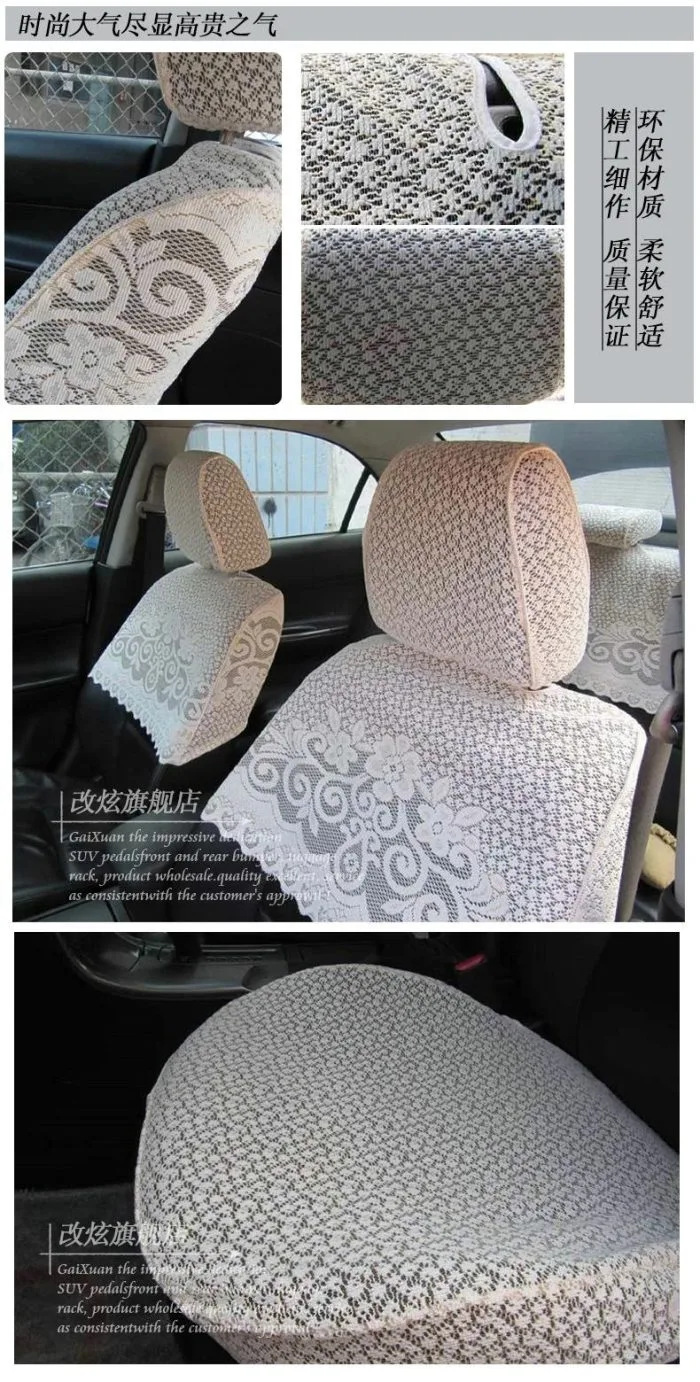 Car Half seat covers lace gulps half seat cover 1 set  white (universal) - Image 2