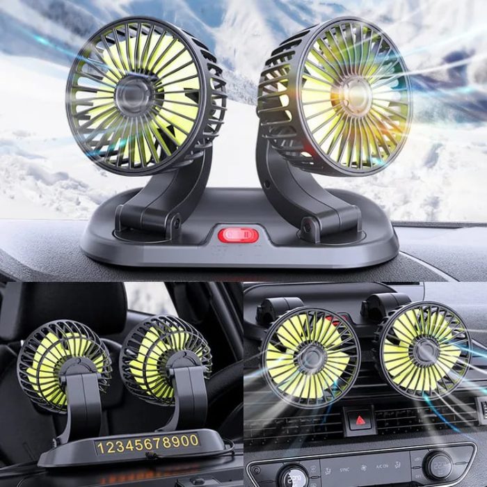 Portable 360° Rotatable Car Fan Fan 12V - Image 2