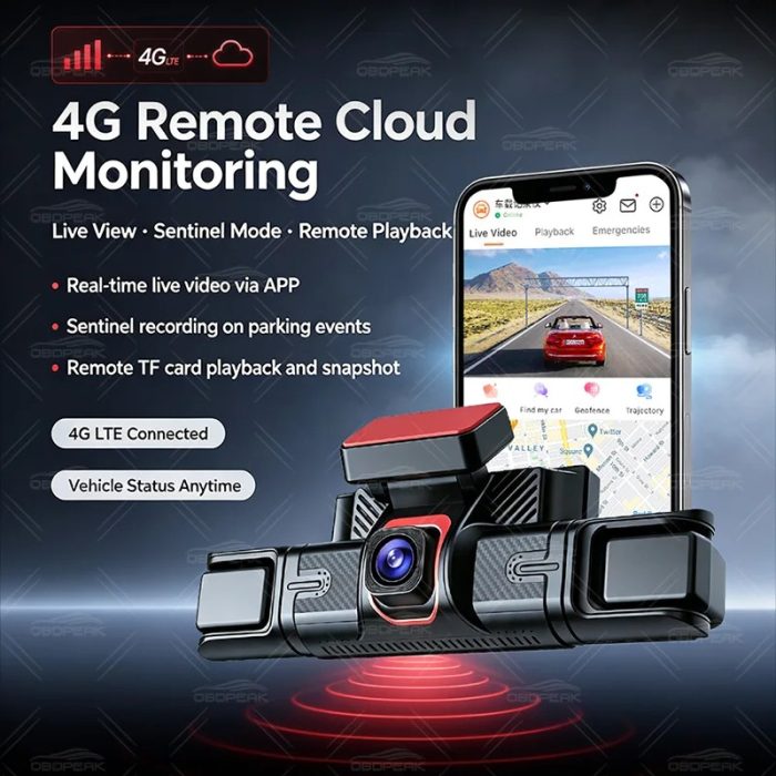 4 Channel 4G Car DVR Dash Cam | 4-Way Video Recording, Live View & Mobile App Control - Image 3