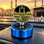 Kaaba & Madina Solar Dashboard Decor With Perfume